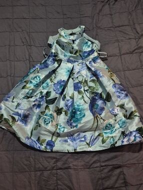 Speechless Girls Blue Floral Satin Party Dress